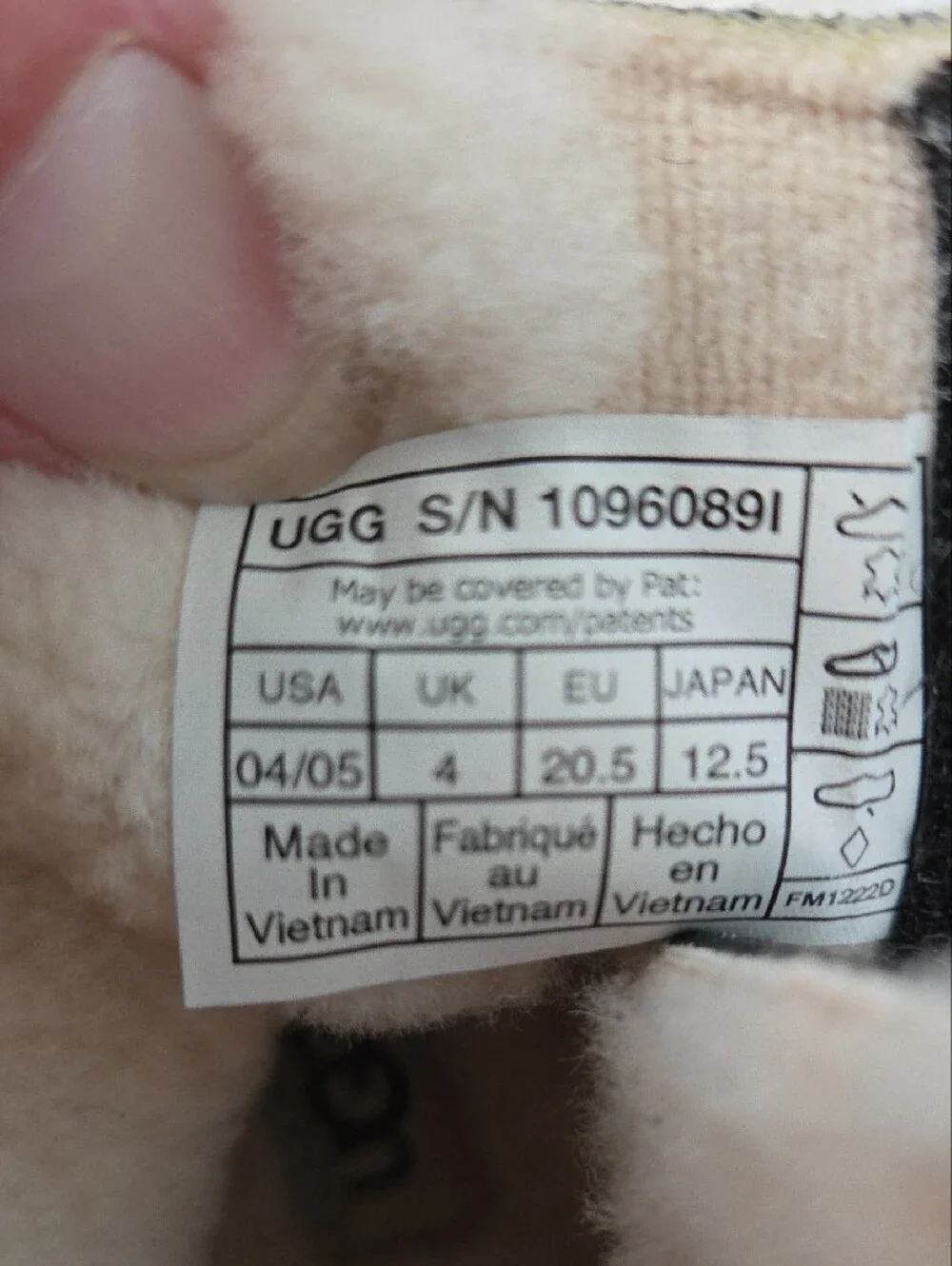 UGG Infant/Toddler Size 4  Black Suede Fleece-Lined Boots with Tan Soles